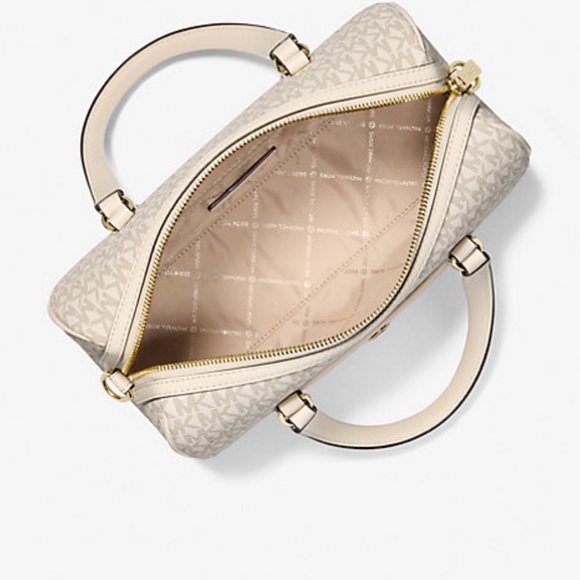 Michael Kors Cream Monogram Satchel - Picture 3 of 16